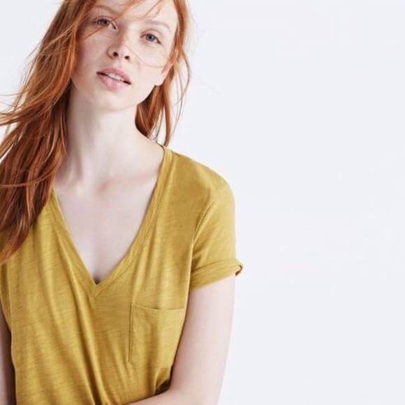 Madewell Tops - MADEWELL Whisper Cotton V-neck Pocket Tee L